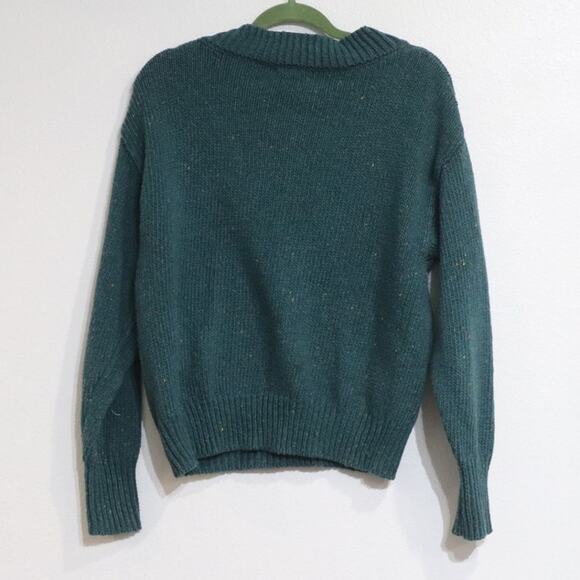 Abound Green Flecked Weekend V-Neck Pullover Sweater Sz M - Picture 9 of 12